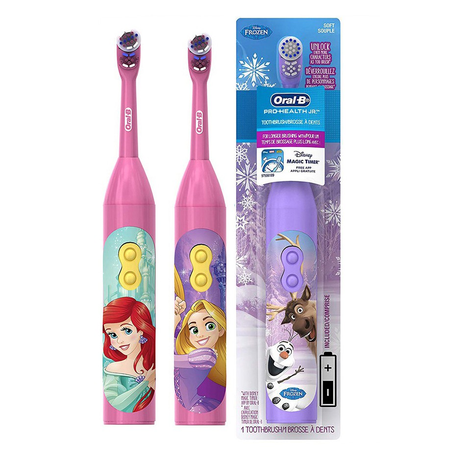 Bàn chải điện oral b cho bé, hàng siêu thị tại Mỹ, Hình Elsa, Ana, Disney siêu đẹp, giúp bé yêu thích đánh răng