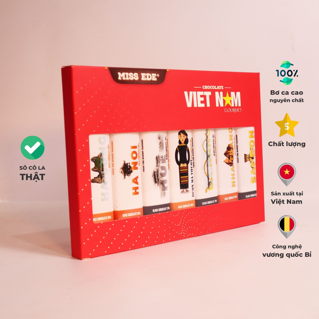 Hộp quà Sô cô la Vietnam Gourmet - MISS EDE - 7 thanh x 30 g 