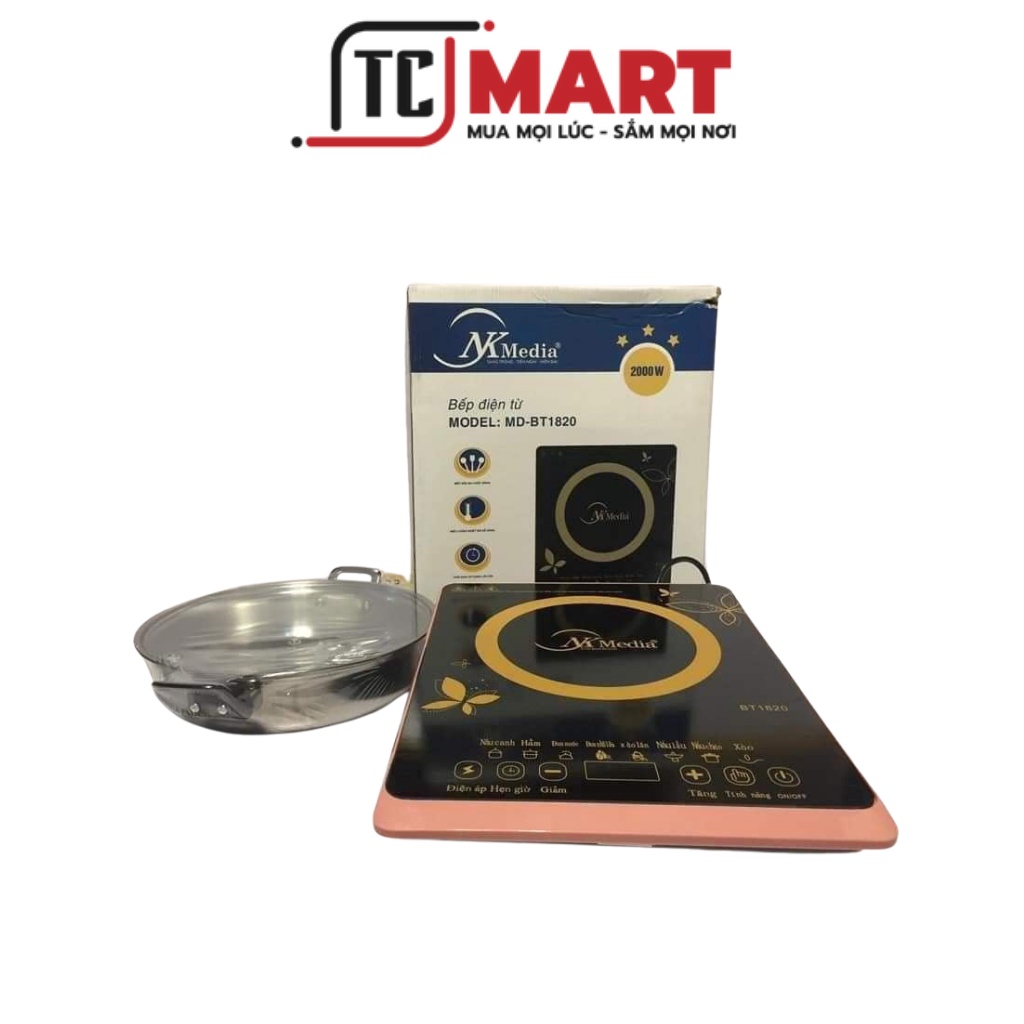 Bếp Điện Từ Media MD-BT1820 Tặng Kèm Nồi - Bếp Từ Đơn Phím Cơ NK- Media MD-BT1820 Công Suất 2000W- Bảo Hành 12 Tháng