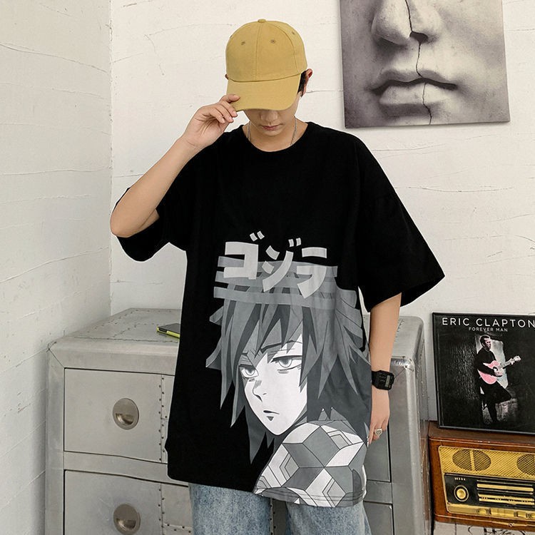 ¤Ghost Slayer T-shirt Nam và nữ Tomioka Yiyong 2021 Quần áo cặp đôi mới mùa hè Anime Thời trang hàng hiệu rộng rã