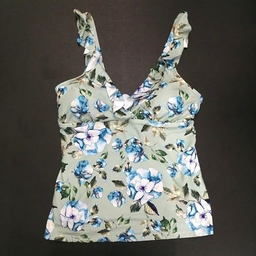 Đồ bơi nữ Alex Marie hai dây cổ viền bèo xanh ngọc in hoa AX221148 ( TH8924 )