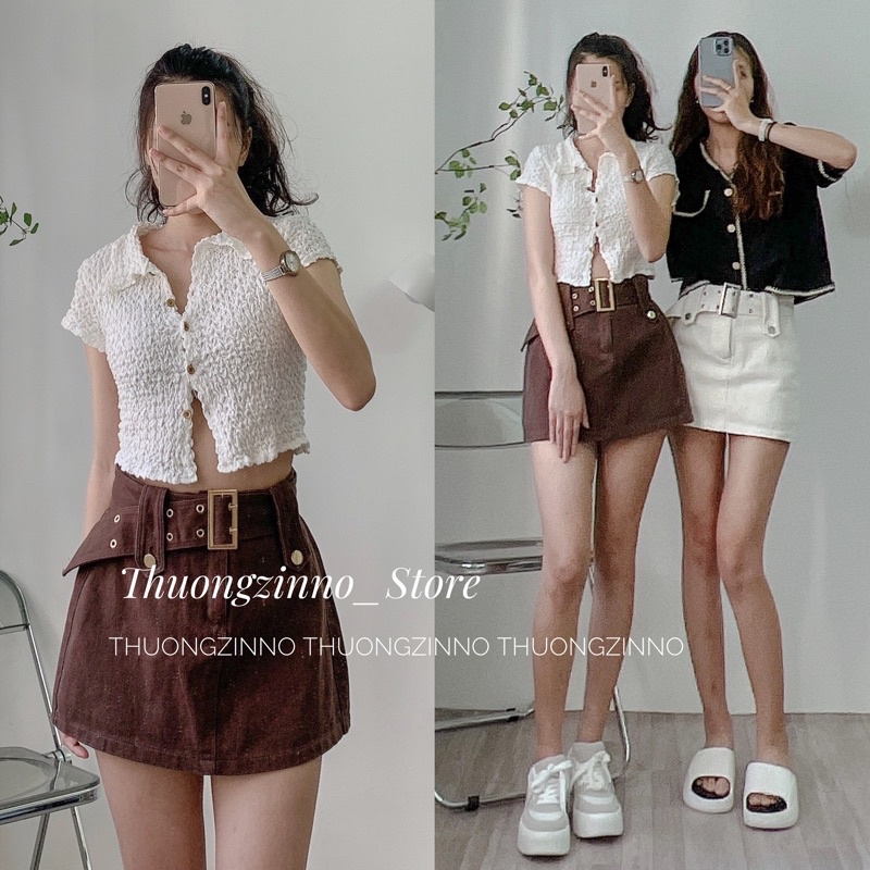 [HOT QUẢNG CHÂu]Chân váy kaki jean quảng châu kèm đau to chất chơi Chân váy kèm quần trong dày dặn