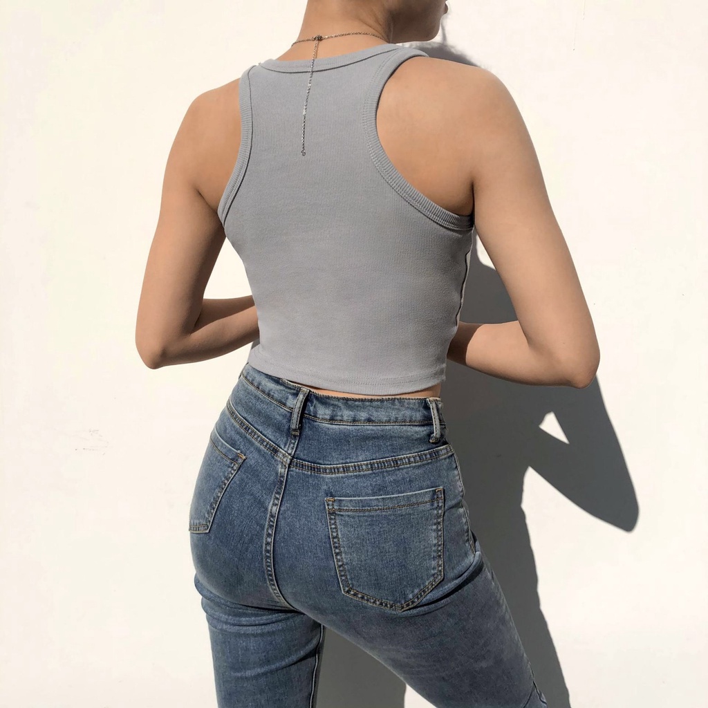 Áo Bra Croptop Cotton Thun Tăm Mềm Mại Năng Động Trẻ Trung