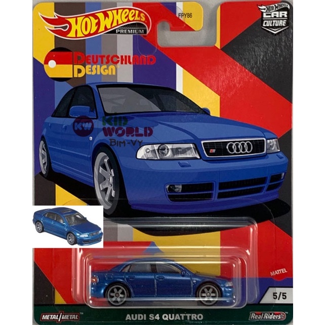 Xe mô hình Hot Wheels Premium Deutschland Design Series Audi S4 Quattro GRJ69, bánh cao su.