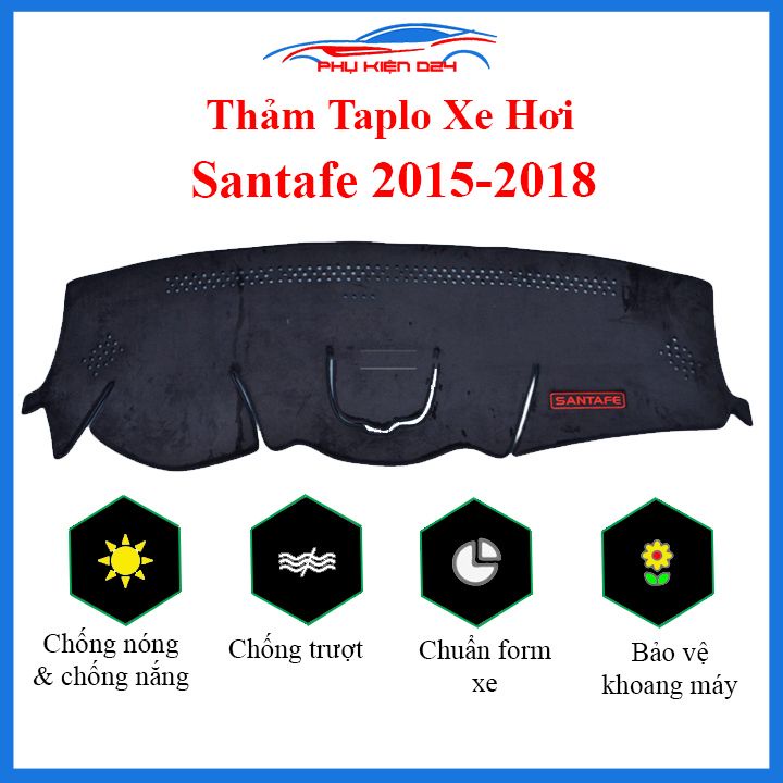 Thảm taplo Santafe 2015-2016-2017-2018 chống nắng nóng làm mát xe mở rộng tầm nhìn