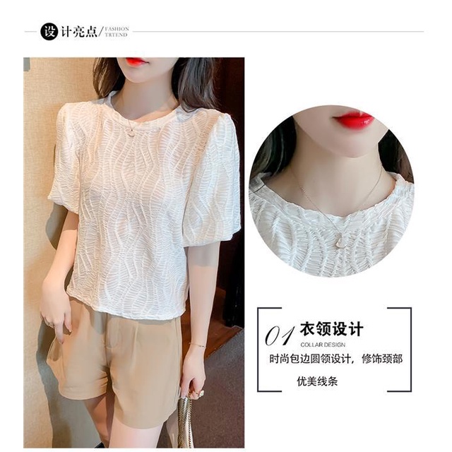 Áo Chiffon Tay Phồng Cổ Tròn Thời Trang Mùa Hè Cho Nữ 1O5H