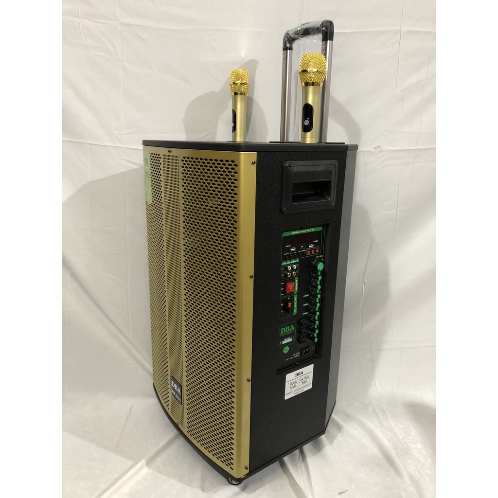 Loa kéo 3 tấc DBA 1288 ba đường tiếng, âm thanh chuyên nghiệp, bo mạch chống hú, kèm 2 míc kim loại UHF tuyệt đẹp