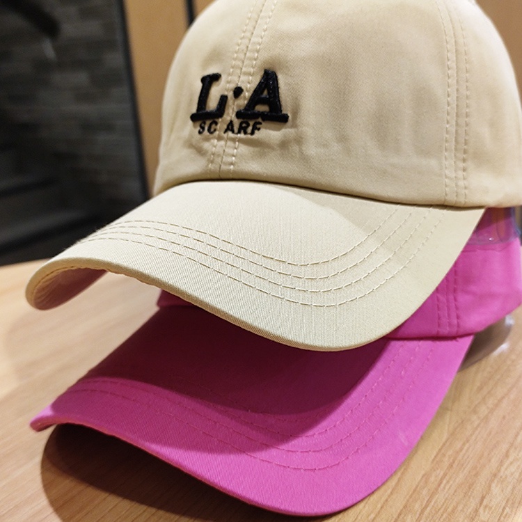 Mũ lưỡi trai mềm thêu chữ ba chiều màu xanh dương phong cách Hàn Quốc cho nữ