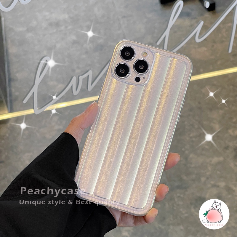 Ốp Điện Thoại TPU Mềm Nhám Trong Suốt Họa Tiết Sọc Laser Trắng Cho iPhone 14 13 12 Pro Max 11 Xr Xs Max X 7 8 Plus 13Mini