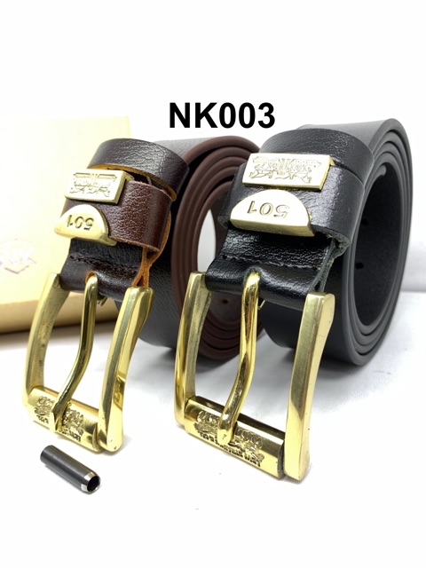 Thắt lưng da NIKA 1 lớp bản 37mm khoá đồng (NK003) tặng đục lỗ | BigBuy360 - bigbuy360.vn