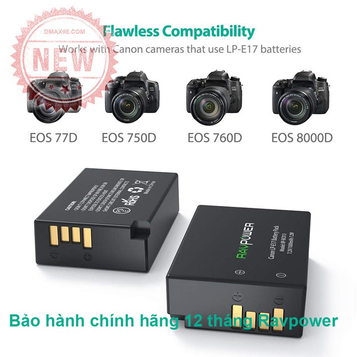 Pin sạc dự phòng LP-E17 cho máy ảnh canon chính hãng Ravpower