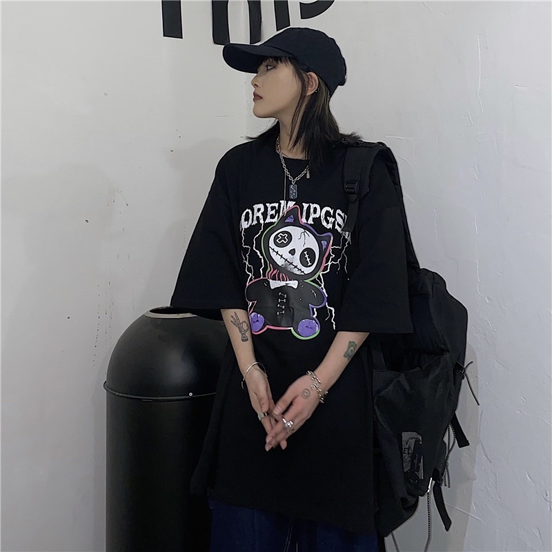 Áo thun tay lỡ nam nữ, áo phông form rộng shopcossi chất cotton in hình LORE