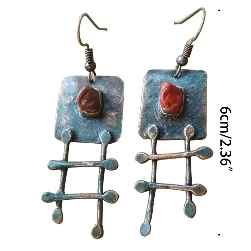 Bông Tai Dáng Dài Bằng Kim Loại Đính Đá Phong Cách Bộ Lạc Cổ Điển