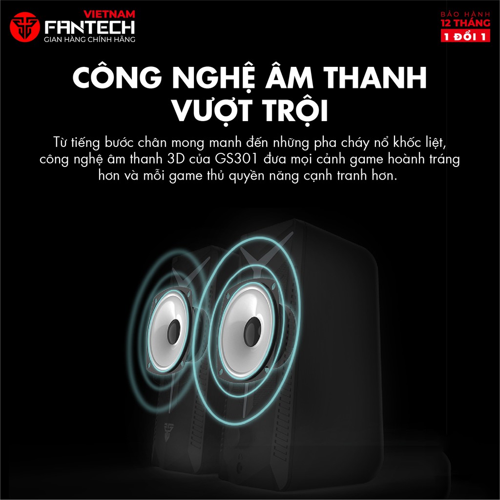 Loa Vi TÍnh Gaming Fantech GS301 TRIFECTA LED RGB 6 Chế Độ Hỗ Trợ Kết Nối Bluetooth 5.0 Và AUX 3.5mm