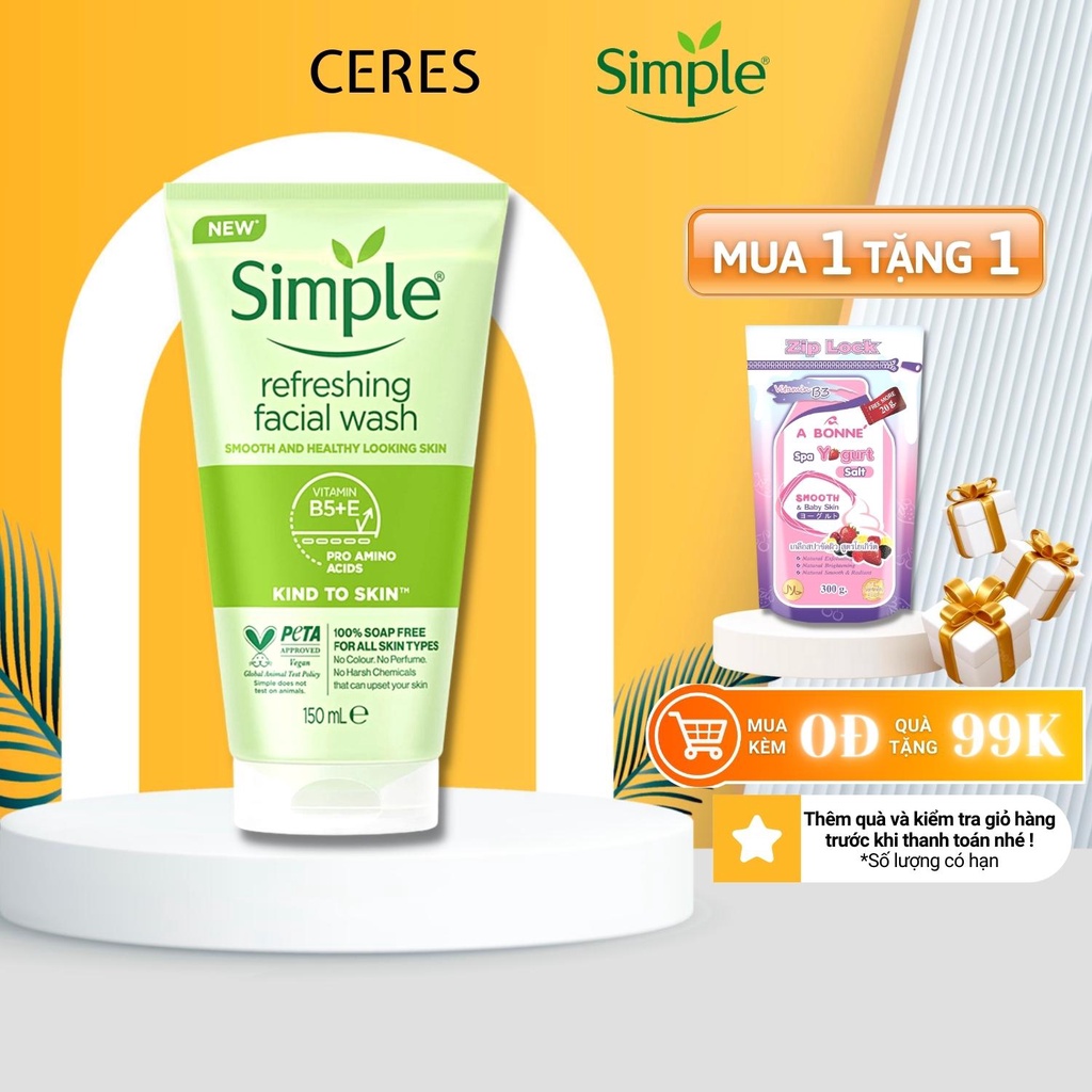 Sữa Rửa Mặt Simple Gel Dưỡng Da Cấp Ẩm Dành Cho Mọi Loại Da 150ml