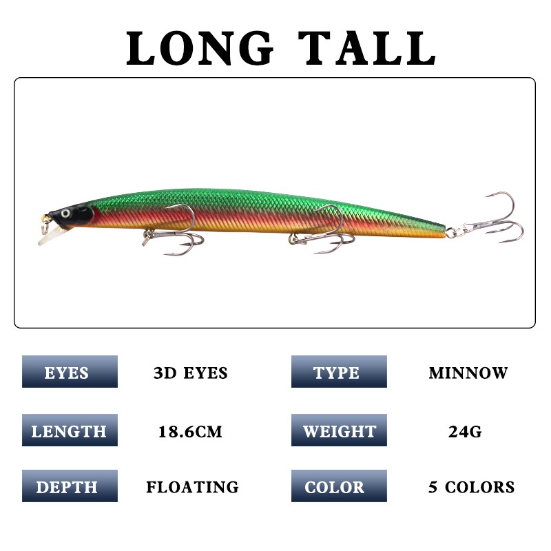 Mồi Câu Cá Giả Bằng Nhựa Cứng 18.6cm 24g