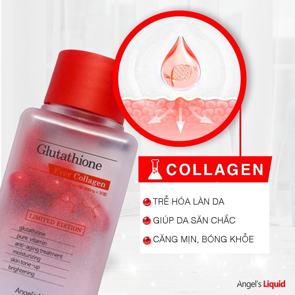 Viên uống trắng da Glutathione Ever Collagen Angle's Liquid