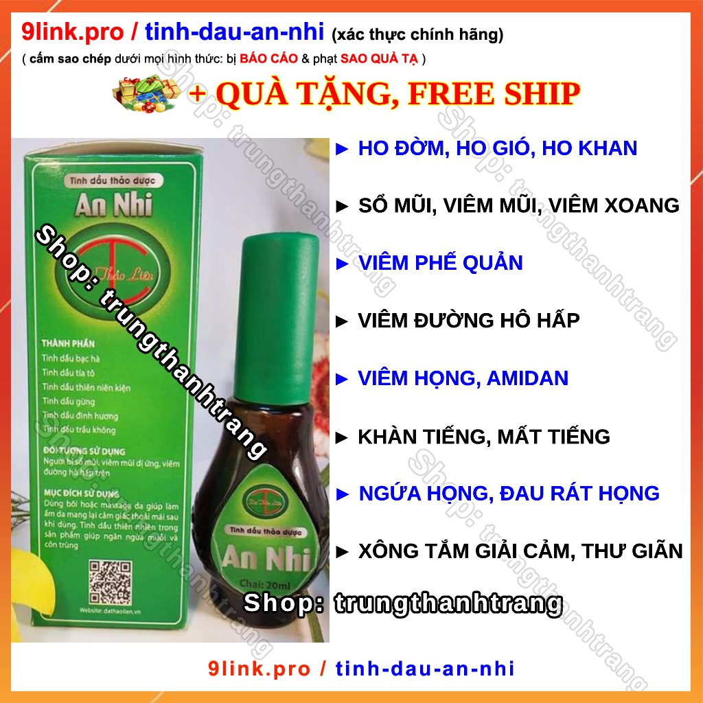 Tinh Dầu Hô Hấp An Nhi - Dạ Thảo Liên, Hỗ Trợ Trị Ho, Giải Cảm, Viêm Mũi, Viêm Xoang