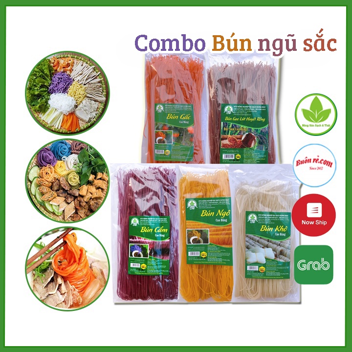 [Mã GROSALE55 giảm 8% đơn 500K] &lt;BÚN&gt; COMBO 2.5KG Bún ngũ sắc 5 màu đặc sản Cao Bằng các loại (500G)