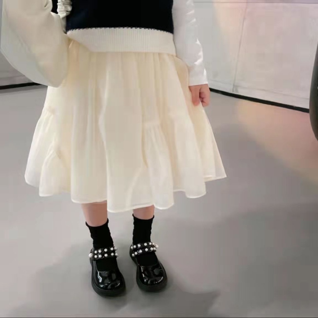 Chân Váy Lưới Xếp Li Phong Cách Thời Trang Xuân Thu Mới Dành Cho Bé Gái