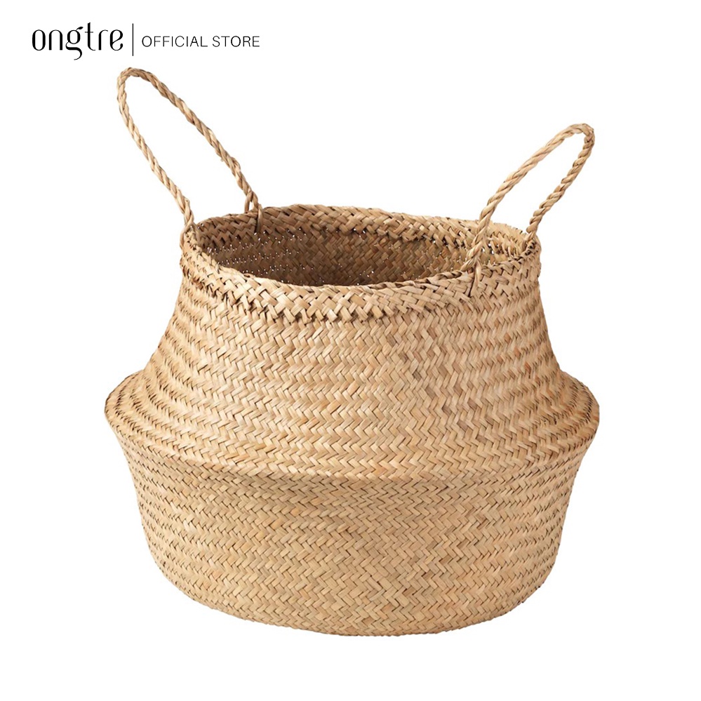 Giỏ cói trồng cây ONGTRE có quai dùng đựng quần áo, decor , đựng đồ