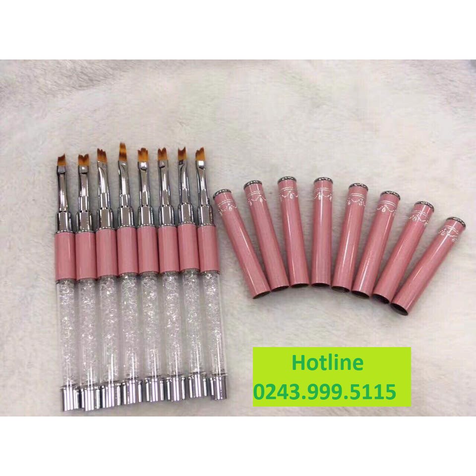 Bộ 8 cây cọ vẽ, bút vẽ hoa cán đá chuyên dụng cho Nail - cọ vẽ hoa cao cấp 8 mẫu giúp bạn vẽ các loại hoa đơn giản hơn