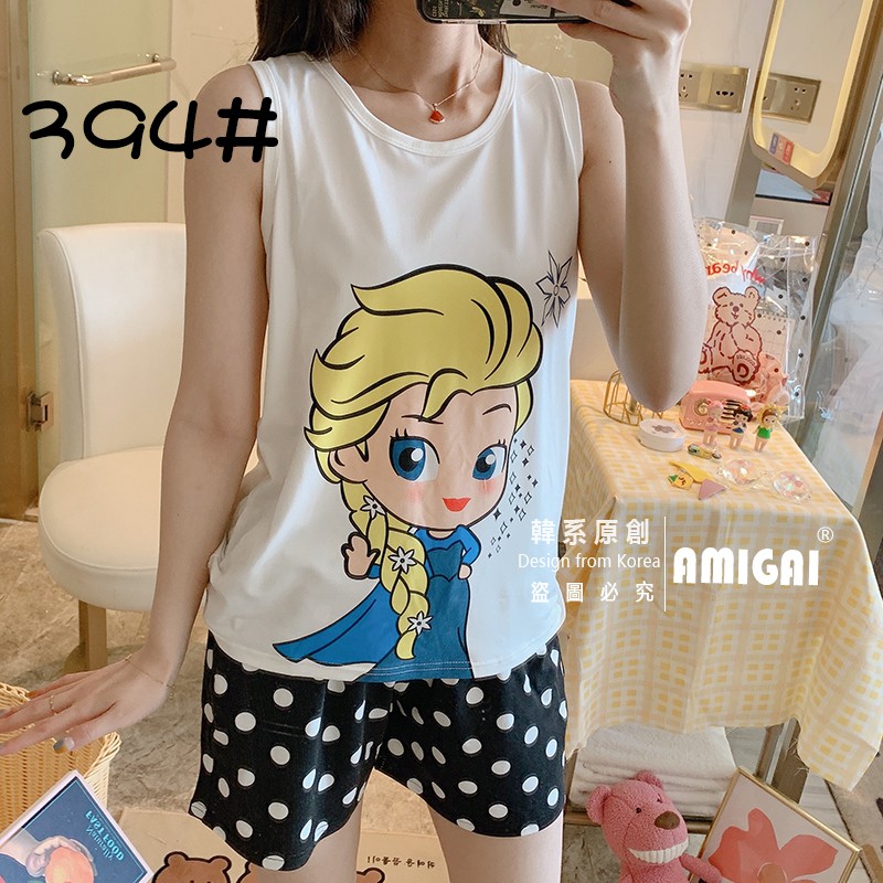 Bộ Đồ Ngủ 2 Món Áo Sát Nách + Quần Short Lụa Mỏng Thoải Mái Cho Nữ | BigBuy360 - bigbuy360.vn