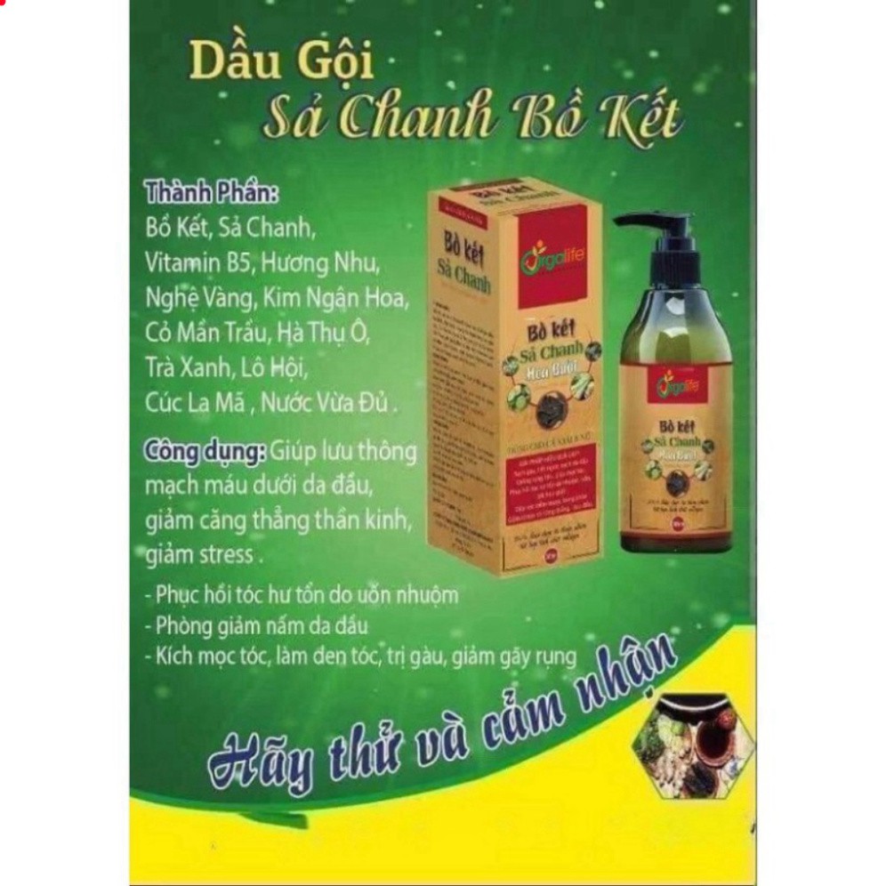 [ giá sỉ] Dầu gội bồ kết sả chanh hoa bưởi thảo dược cô đặc mọc tóc 300ml Giúp sạch gàu, đen tóc, mềm, suông mượt tóc [h