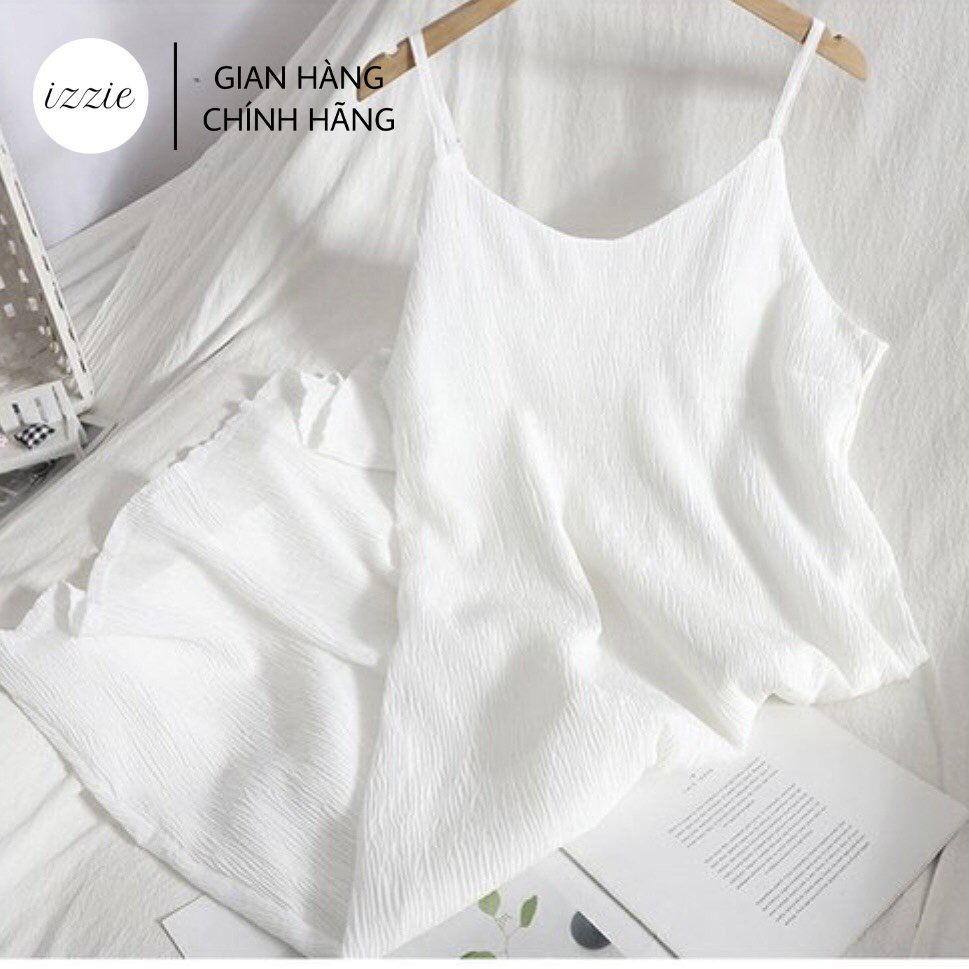 Váy đầm hai dây voan xốp nhật VV555, họa tiết gợn sóng izzie, chất liệu nhẹ,thoáng, bay bổng  có 3 màu, xu hướng 2021 | BigBuy360 - bigbuy360.vn