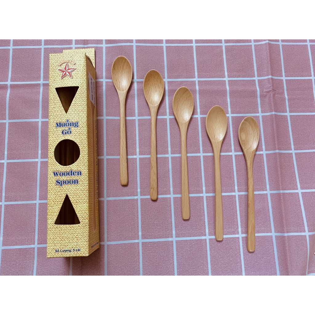 Muỗng, thìa gỗ búp sen cho bé, ăn cháo, ăn bột đều được