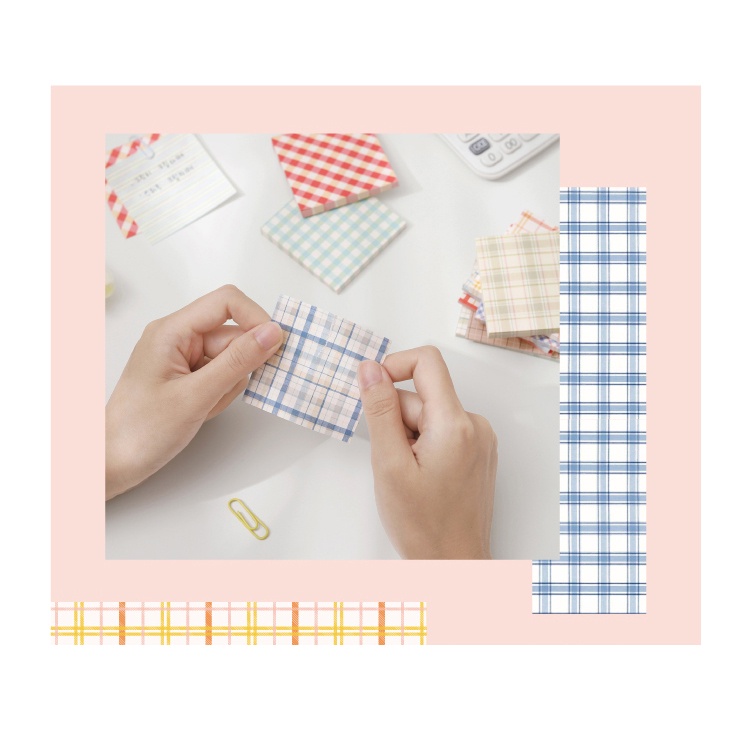 Set 200 tờ giấy ghi chú họa tiết kẻ ô tiện dụng