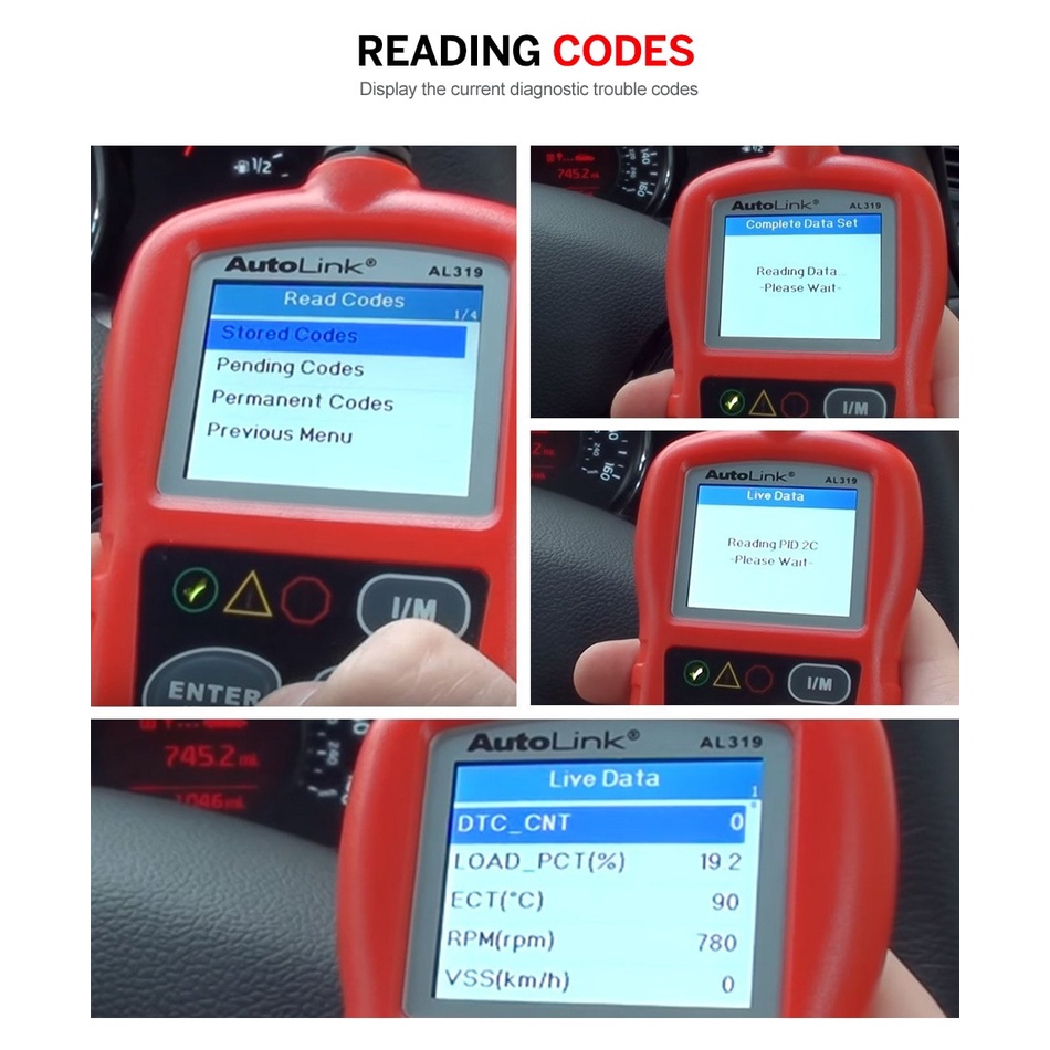 Autel AutoLink al319 Công cụ chẩn đoán đầu đọc mã tự động Máy quét OBD2 autel al319 automotriz đọc v