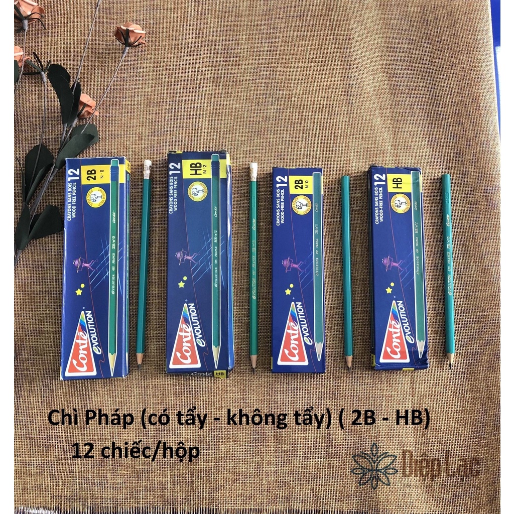 Bút chì 2B/HB mẫu cơ bản - Giá rẻ - chì Pháp - vpp Diệp Lạc