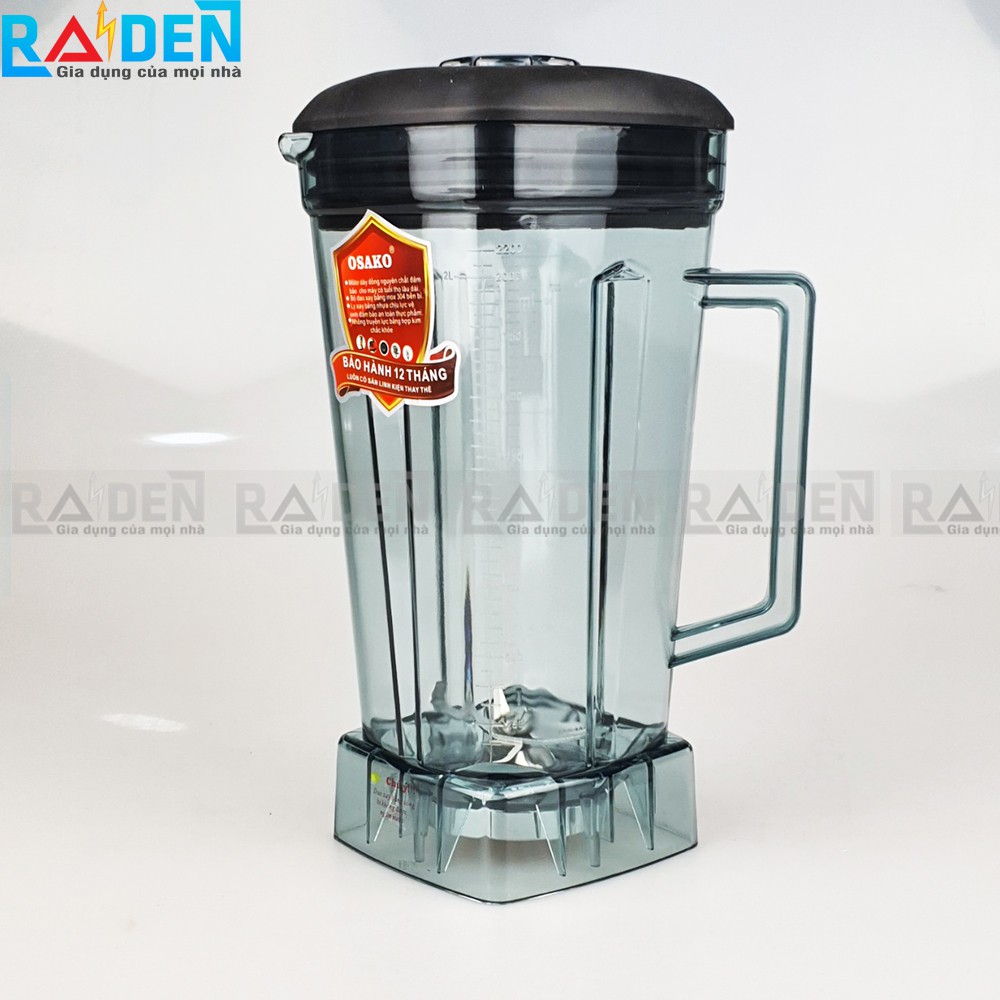 [Mã ELHADEV giảm 4% đơn 300K] Máy xay công nghiệp 1800W Osako OS-1800 dung tích cối 2L, bộ dao 6 lưỡi