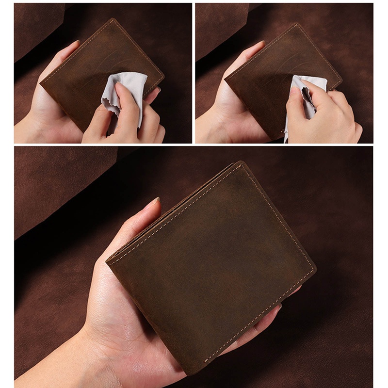 Ví Da PU Ngắn Gập Đôi Phong Cách Vintage Đựng Tiền / Thẻ Dành Cho Nam Giá Đỡ