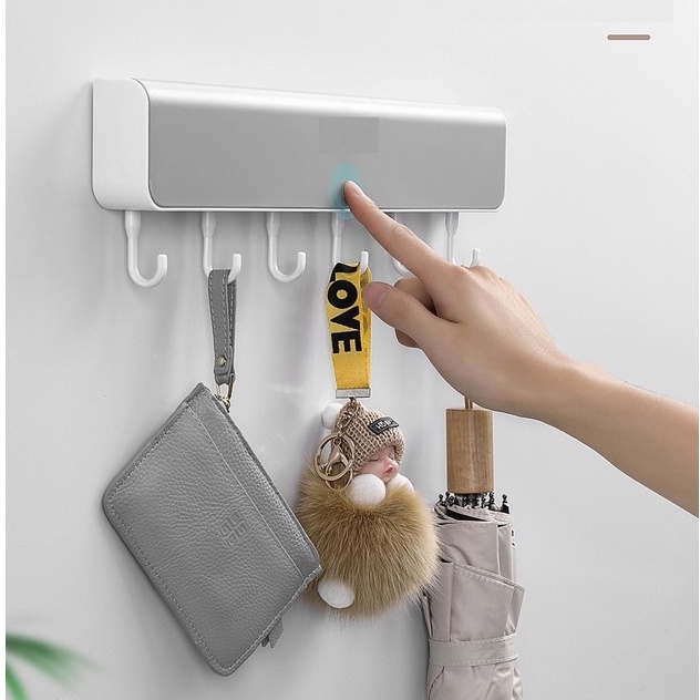 Kệ Đựng Đồ Gia Vị Kèm 6 Móc OENEN Dán Tường Tiện Lợi Không Cần Khoan Đục Oenon