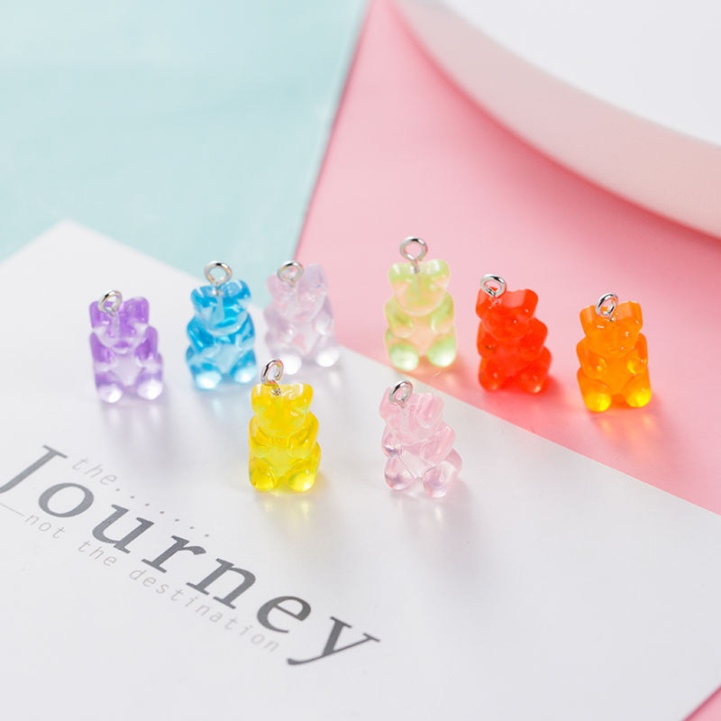 Set 10 Móc Khóa Điện Thoại Trong Suốt Hình Gấu Đáng Yêu