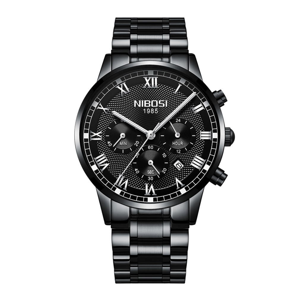 Đồng hồ nam NIBOSI 2339S dây thép 316L mặt vân sọc hiện đại size 43mm chống nước