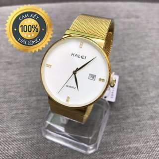 Đồng hồ đôi nam nữ halei 602 dây lưới đẳng cấp sang trọng