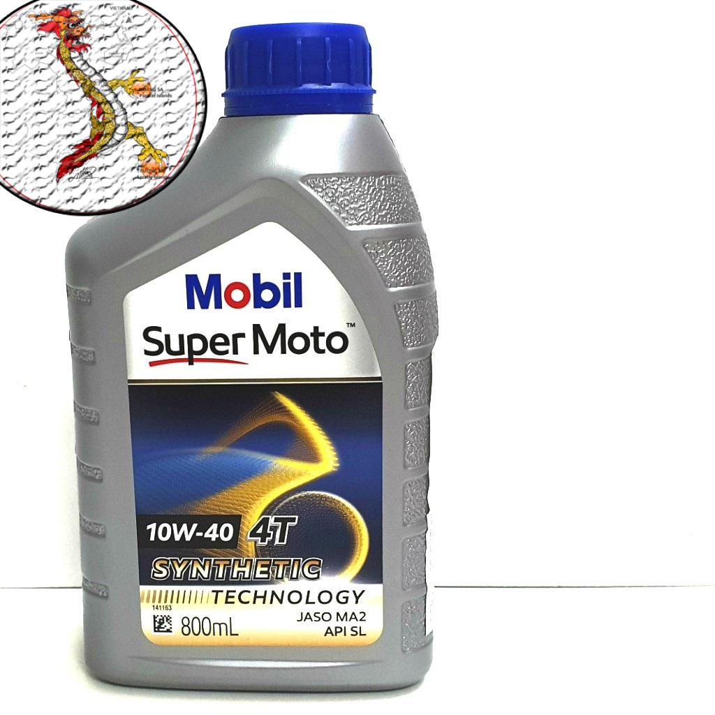 [Rẻ vô địch]  Nhớt Xe máy Mobil Super Moto 10W40 1L/800ml, nhớt mobil xe số 10w40 chai 800ml/1L