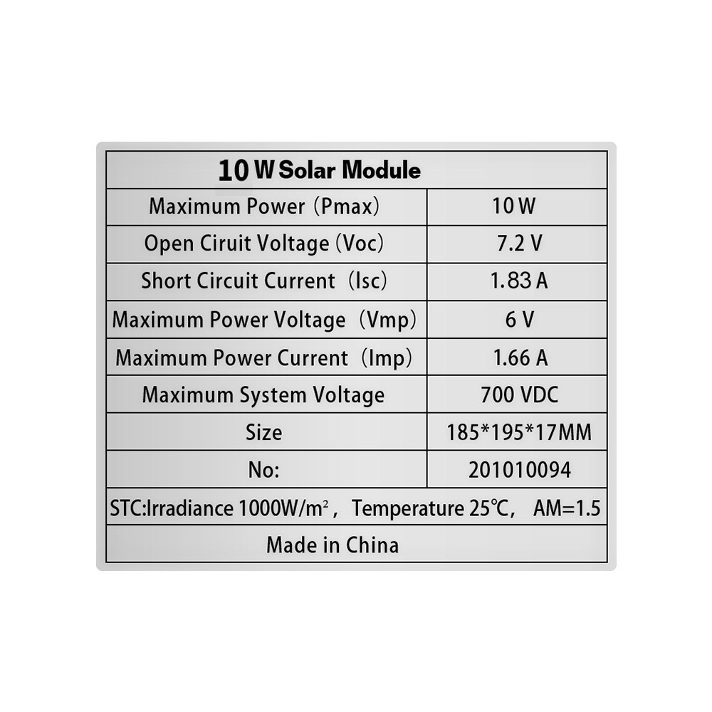 Tấm Pin Năng Lượng Mặt Trời 10w 6v 2020