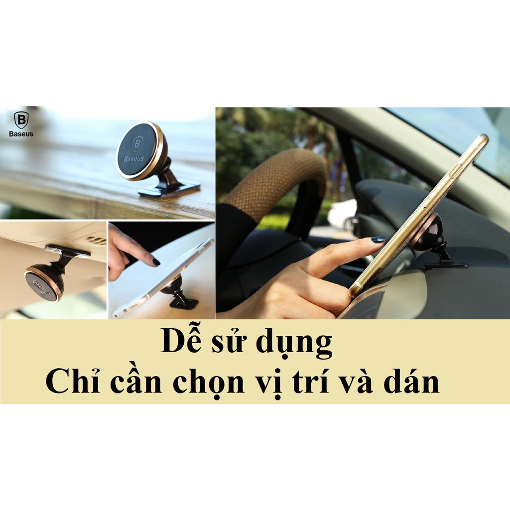 [Hít điện thoại dán taplo] Giá đỡ điện thoại trên ô tô Baseus Magnetic Mount Holder | BigBuy360 - bigbuy360.vn