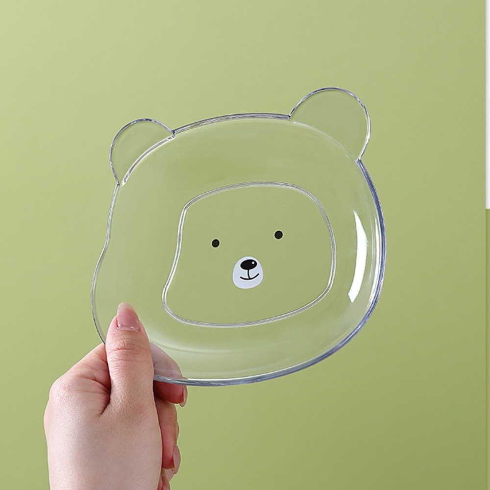 Set 8 đĩa đựng thức ăn hình gấu hoạt hình bằng nhựa đa năng chống rơi vỡ dễ thương