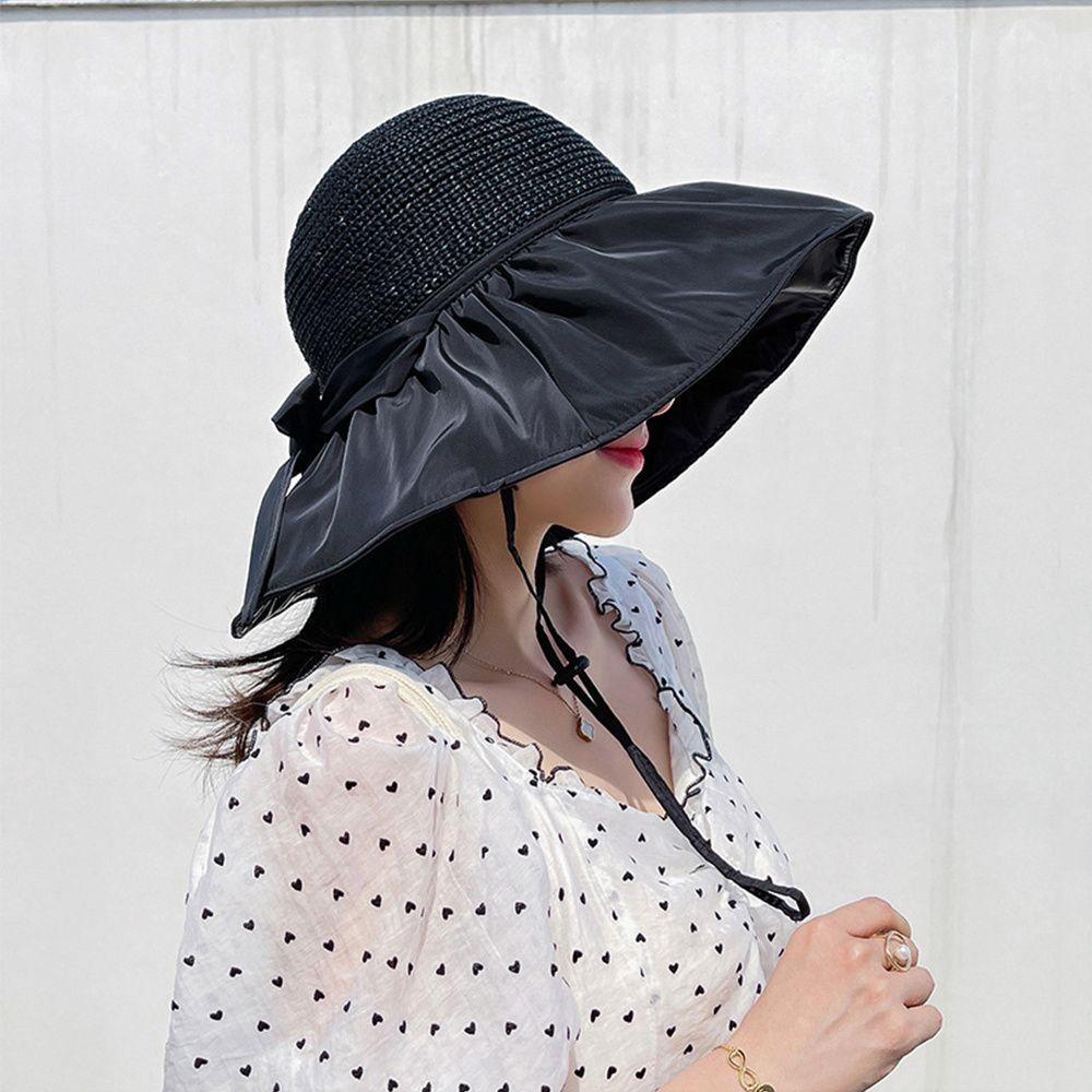 Nón Tai Bèo Đan Cói Che Nắng Chống Tia UV Gấp Gọn Được Cho Nữ