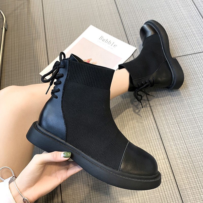 Boot Nữ Da phối Thun Ôm Chân Cá Tính Siêu chất MBS331 - Seun Shoes | BigBuy360 - bigbuy360.vn
