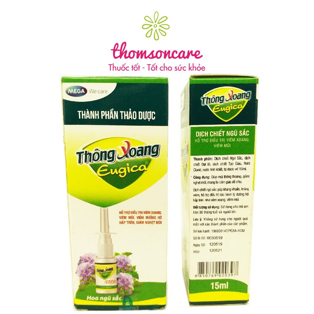 Xịt thông xoang Eugica - Hỗ trợ giảm viêm mũi, xoang từ tinh dầu hoa Ngũ sắc