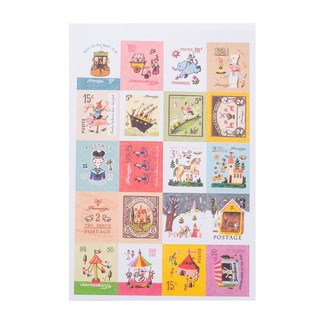 Hình dán sticker Bullet Journal Bông Shop trang trí con tem retro set 4 tấm