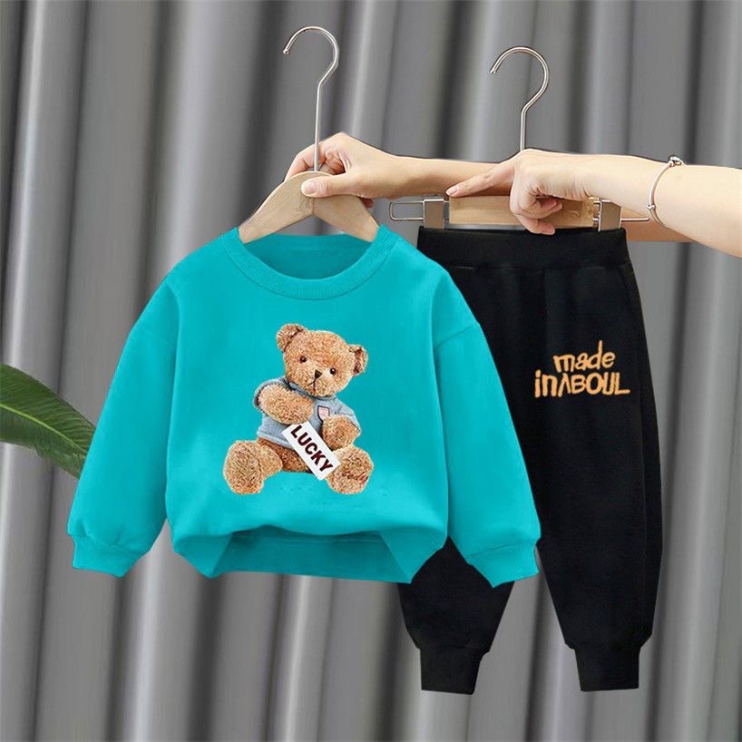Bộ thu đông dài tay cho bé trai bé gái hình GẤU 3D