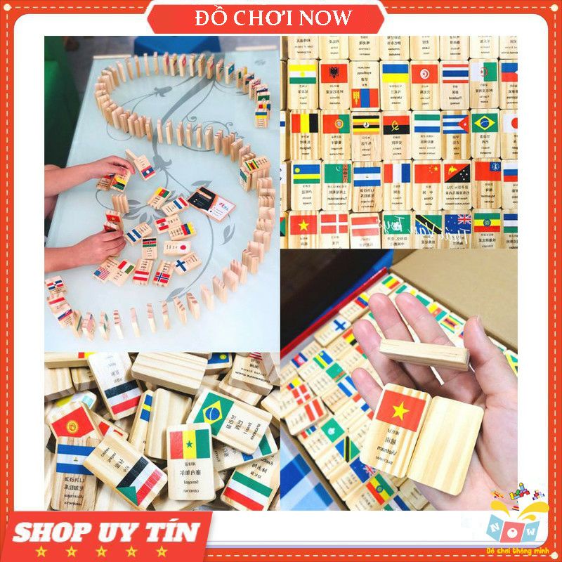 Domino Cờ Các Quốc Gia với 100 quân, Đồ chơi gỗ domino