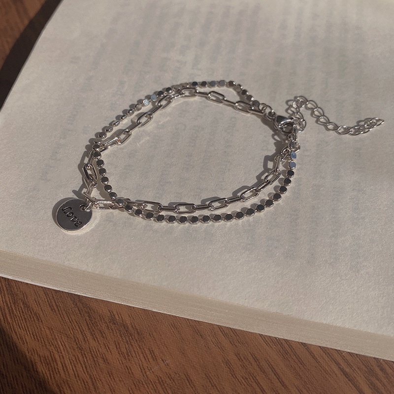 Vòng Tay Hai Lớp Họa Tiết Chữ Phong Cách Retro C206 Cho Cặp Đôi